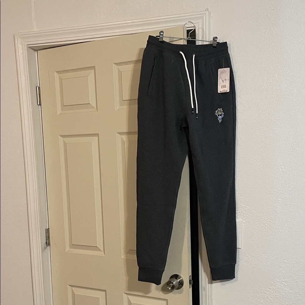 Men's Gray Jogger Sweatpants with White Drawstring
